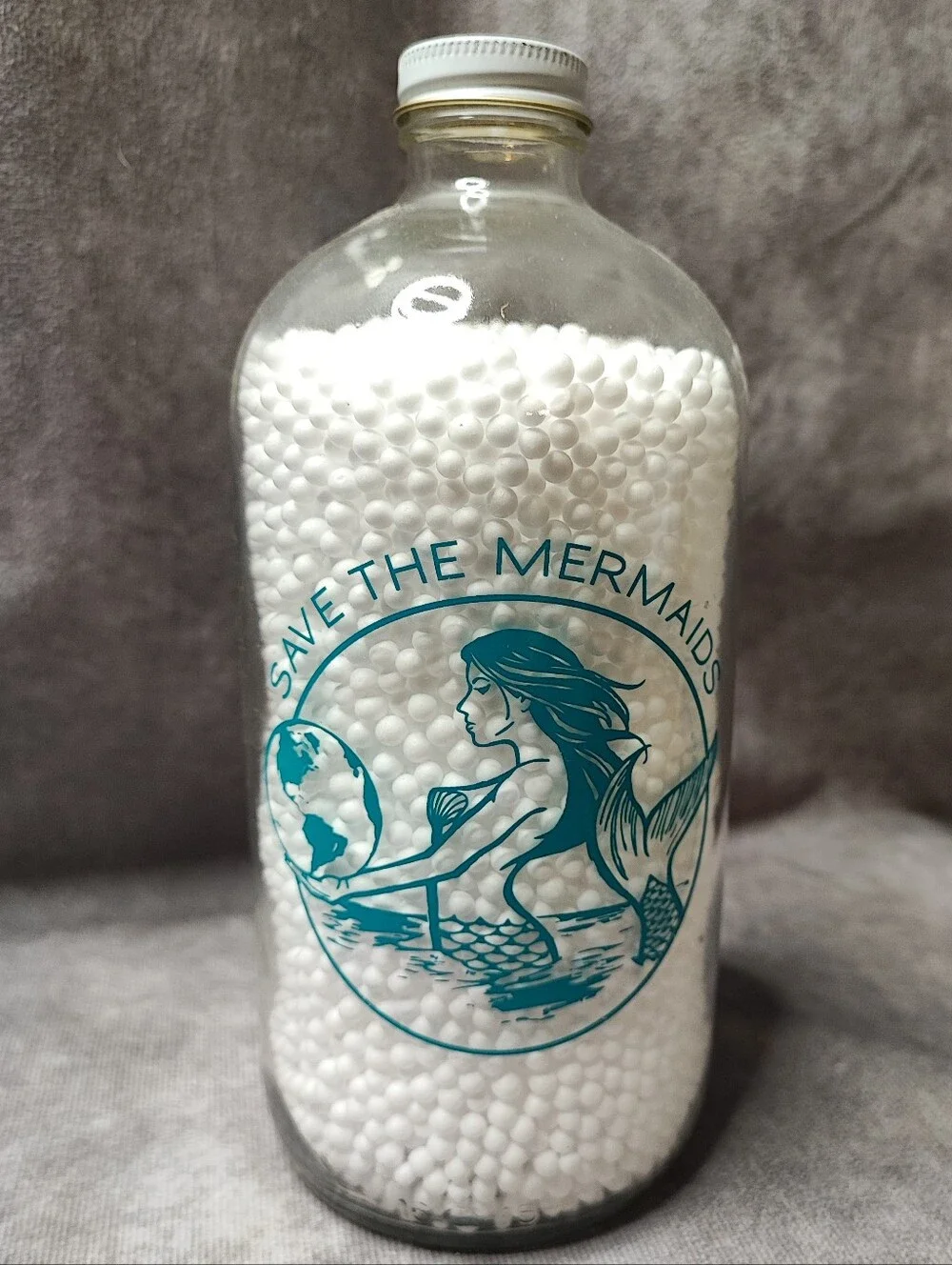 Save The Mermaids Reusable Water Bottle With Metal Lid NEW Plastic Free Reusable